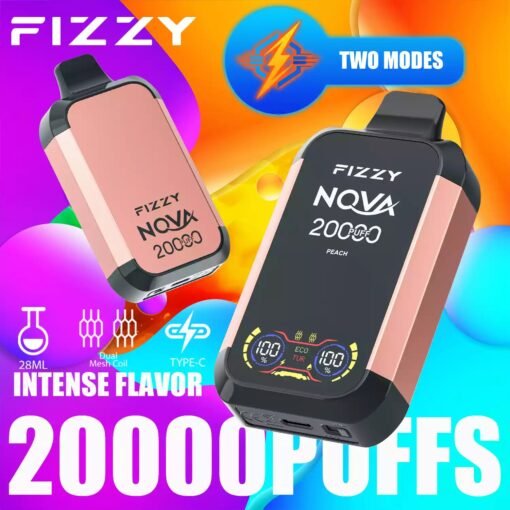 Fizzy Nova 20000 Puffs Dual Mesh 2% 5% LCD-Bildschirm mit niedrigem Nikotingehalt. Kaufen Sie wiederaufladbare Einweg-Vapes im Großhandel – Bild 4