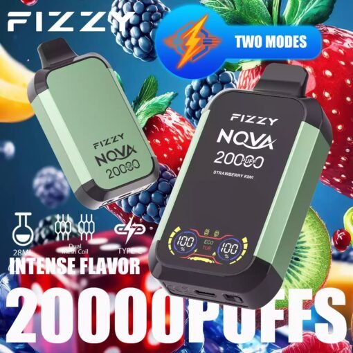 Fizzy Nova 20000 Puffs Dual Mesh 2% 5% LCD-Bildschirm mit niedrigem Nikotingehalt. Kaufen Sie wiederaufladbare Einweg-Vapes im Großhandel – Bild 12