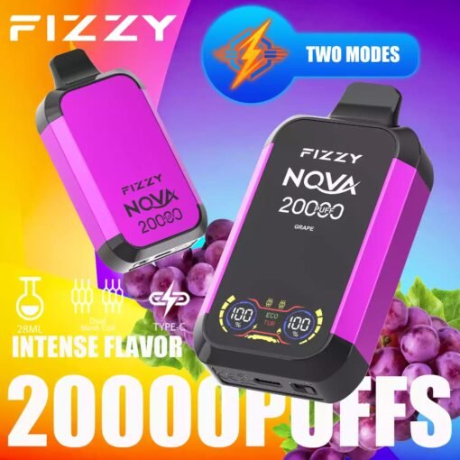 Fizzy Nova 20000 Puffs Dual Mesh 2% 5% LCD-Bildschirm mit niedrigem Nikotingehalt. Kaufen Sie wiederaufladbare Einweg-Vapes im Großhandel – Bild 7