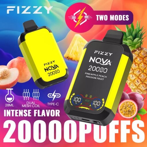 Fizzy Nova 20000 Puffs Dual Mesh 2% 5% LCD-Bildschirm mit niedrigem Nikotingehalt. Kaufen Sie wiederaufladbare Einweg-Vapes im Großhandel – Bild 16