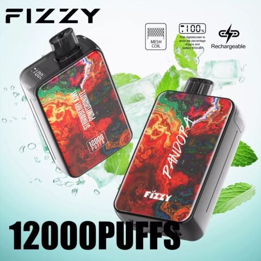 Fizzy Pandora 12000 Puffs 2% 5% LCD-Bildschirm mit niedrigem Nikotingehalt. Kaufen Sie wiederaufladbare Einweg-Vapes im Großhandel – Bild 4