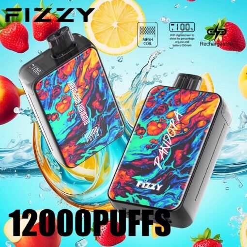 Fizzy Pandora 12000 Puffs 2% 5% LCD-Bildschirm mit niedrigem Nikotingehalt. Kaufen Sie wiederaufladbare Einweg-Vapes im Großhandel – Bild 3