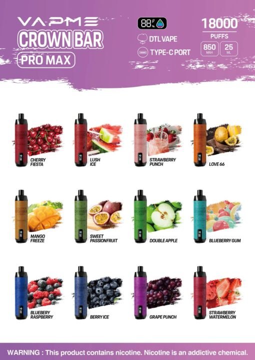 VAPME CROWN BAR 18000 PRO MAX 2% 5% Nikotin 18000 Züge wiederaufladbar Großpackung Einweg-Vapes kaufen – Bild 14